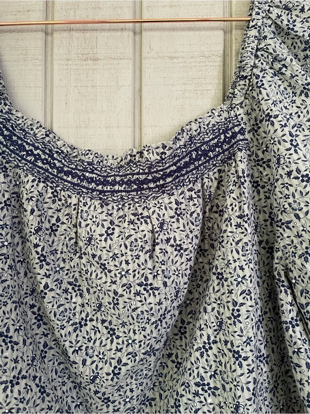 Madewell Jeanette Blue Florentine Floral Puff Sleeve Top 3X NWT Cottagecore